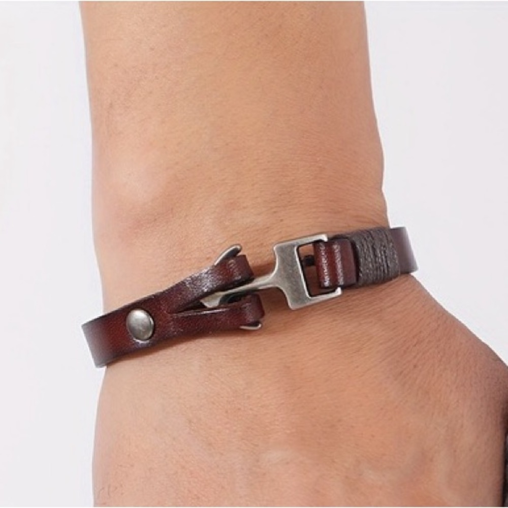 New!! Vintage Cowhide Marine Anchor Buckle Bracelet